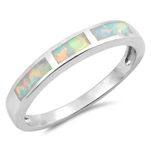 Load image into Gallery viewer, Sterling Silver Wedding Band White Lab Opal RingsAnd Face Height 3mm