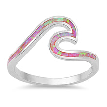 Load image into Gallery viewer, Sterling Silver Lab Opal Wave Ring