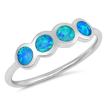 Load image into Gallery viewer, Sterling Silver Round Shaped Blue Lab Opal Ring