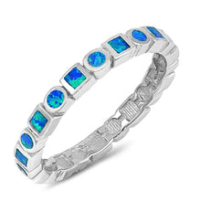 Load image into Gallery viewer, Sterling Silver Round Shaped Blue Lab Opal Ring