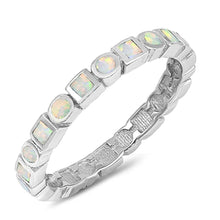 Load image into Gallery viewer, Sterling Silver Round Shaped White Lab Opal Ring