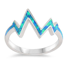 Load image into Gallery viewer, Sterling Silver Zig Zag Shaped Blue Lab Opal Ring