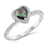 Sterling Silver Heart With Rainbow Topaz And Cubic Zirconia Ring