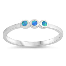 Load image into Gallery viewer, Sterling Silver Dots Shaped Blue Lab Opal Ring