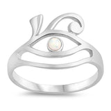 Sterling Silver Eye Shaped White Lab Opal Ring