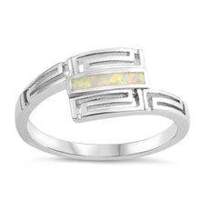 Load image into Gallery viewer, Sterling Silver Square Shaped White Lab Opal Ring