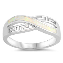 Load image into Gallery viewer, Sterling Silver Curve Shaped White Lab Opal Ring