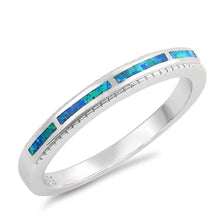 Load image into Gallery viewer, Sterling Silver Round Shaped Blue Lab Opal Ring