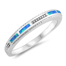 Load image into Gallery viewer, Sterling Silver Round Shaped Blue Lab Opal Ring