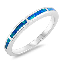 Load image into Gallery viewer, Sterling Silver Circle Shaped Blue Lab Opal Ring