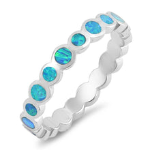 Load image into Gallery viewer, Sterling Silver Round Shaped Blue Lab Opal Ring