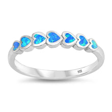 Load image into Gallery viewer, Sterling Silver Sideways Heart Shaped Blue Lab Opal Ring