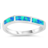 Sterling Silver Square Shaped Blue Lab Opal Ring