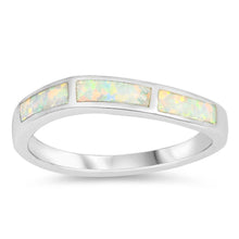 Load image into Gallery viewer, Sterling Silver Square Shaped White Lab Opal Ring