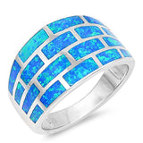 Sterling Silver Fashion Stimulated Blue Lab Opal Ring