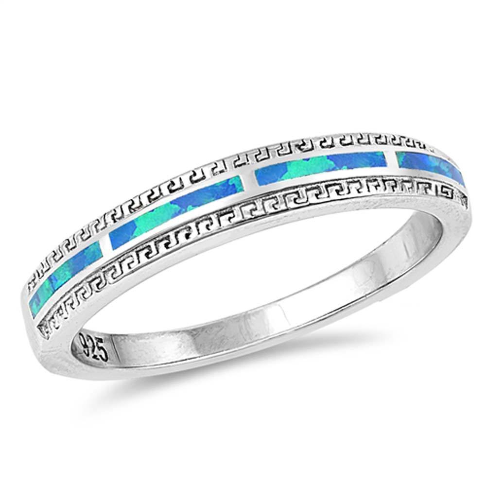 Sterling Silver Eternity Blue Lab Opal Ring