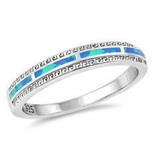 Load image into Gallery viewer, Sterling Silver Eternity Blue Lab Opal Ring
