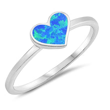 Load image into Gallery viewer, Sterling Silver Blue Lab Opal Heart Ring