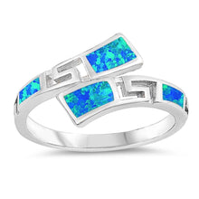 Load image into Gallery viewer, Sterling Silver Curve Shaped Blue Lab Opal Ring