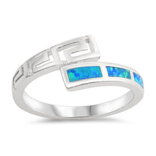 Load image into Gallery viewer, Sterling Silver Blue Lab Wavy Band Opal Ring