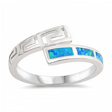 Load image into Gallery viewer, Sterling Silver Blue Lab Wavy Band Opal Ring
