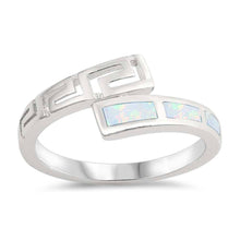 Load image into Gallery viewer, Sterling Silver Square Shaped White Lab Opal Ring