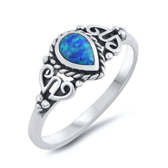 Sterling Silver Blue Lab Opal Ring