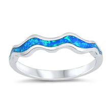 Load image into Gallery viewer, Sterling Silver Blue Lab Opal Wavy Ring