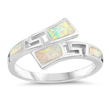 Load image into Gallery viewer, Sterling Silver Square Shaped White Lab Opal Ring