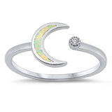 Sterling Silver White Lab Wavy Band Opal Ring