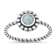 Sterling Silver Genuine Larimar Lab Opal Ring