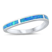 Load image into Gallery viewer, Sterling Silver Lab Wavy Band Opal Ring