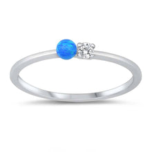 Load image into Gallery viewer, Sterling Silver CZ and Blue Lab Opal Ring