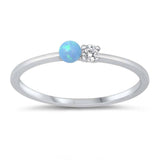Sterling Silver CZ and Light Blue Lab Opal Ring