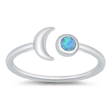 Load image into Gallery viewer, Sterling Silver Lab Opal Moon Ring