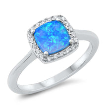 Load image into Gallery viewer, Sterling Silver Square Lab Opal 9mm Ring