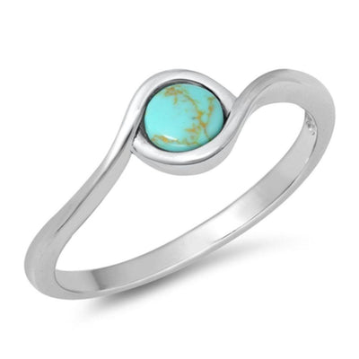 Sterling Silver Simulated Turquoise Lab Opal Ring - silverdepot