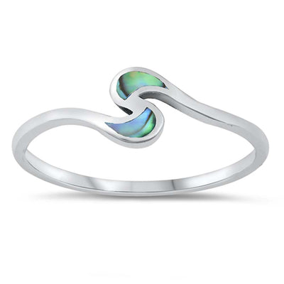Sterling Silver Swirl Design 6mm Abalone Ring