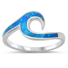 Load image into Gallery viewer, Sterling Silver Lab Opal Wave Ring