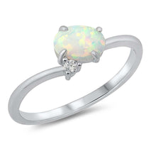 Load image into Gallery viewer, Sterling Silver White Lab Opal Oval Ring, Face Height of 7mm
