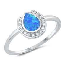 Load image into Gallery viewer, Sterling Silver 10mm Tear Drop Lab Opal Ring