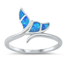 Load image into Gallery viewer, Sterling Silver Lab Opal Whale Tail Ring