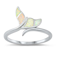 Load image into Gallery viewer, Sterling Silver Lab Opal Whale Tail Ring