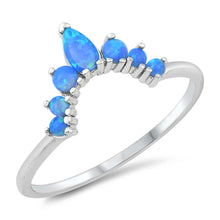 Load image into Gallery viewer, Sterling Silver Blue Lab Opal 10mm Crown Ring