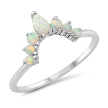 Load image into Gallery viewer, Sterling Silver White Lab Opal 10mm Crown Ring