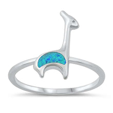 Load image into Gallery viewer, Sterling Silver Lab Opal Giraffe Ring