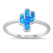 Load image into Gallery viewer, Sterling Silver Lab Opal Cactus Ring
