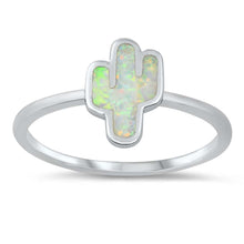 Load image into Gallery viewer, Sterling Silver Lab Opal Cactus Ring
