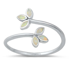 Load image into Gallery viewer, Sterling Silver Lab Opal Leaves Ring