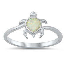Load image into Gallery viewer, Sterling Silver White Lab Opal 10mm Turtle Ring